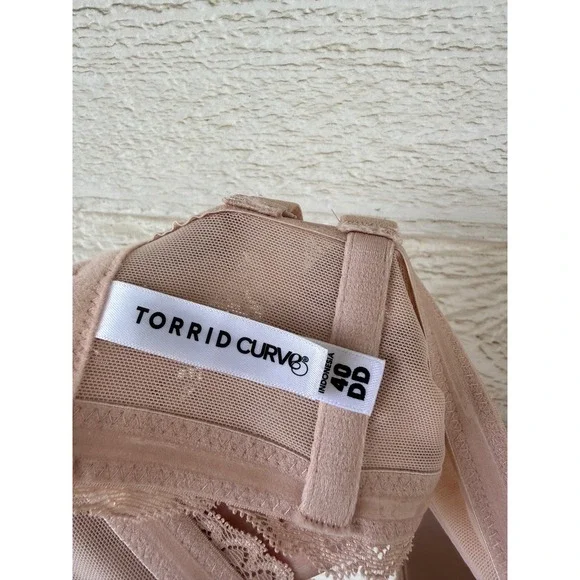 Torrid Curve Multi-Way Strapless Bra Lightly Lined Nude Lace Rose Size 40DD NWT - Picture 4 of 6